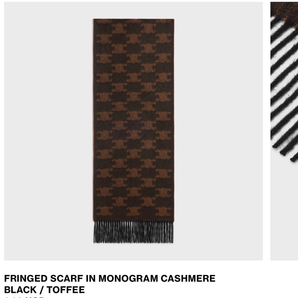 Celine Fringed scarf in monogram cashmere